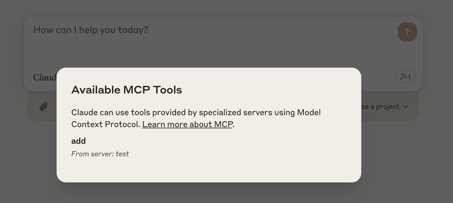 Clicking on the hammer icon shows a list of available tools